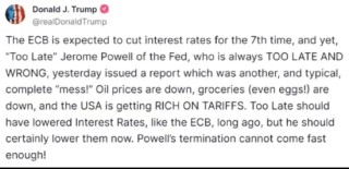 一周外盘头条|特朗普：鲍威尔“越早走人越好” 金价再创新高 4000美元可期？ 黄仁勋：中国市场至关重要